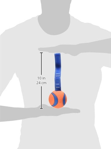 Chuckit! Ultra Tug Dog Toy - Ultra Ball on a Durable Nylon Cord Handle - Fetch and Tug-of-War Toy for Dogs - Size Large - for Breeds 60-100 lbs - 3-inch Diameter - Orange and Blue (Pack of 12) - size: Large (Pack of 12), style: Ultra Tug
