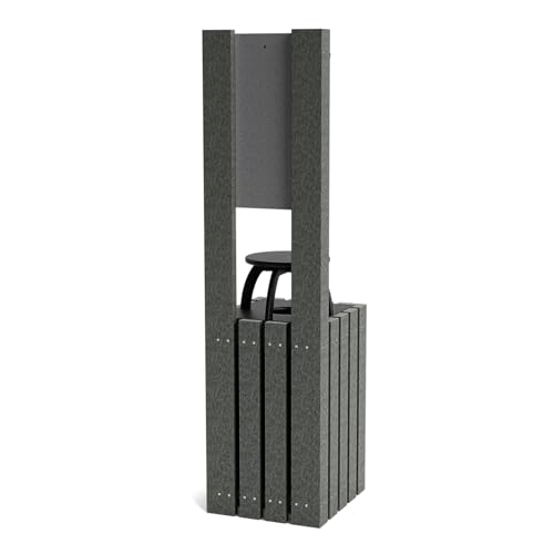 Pet Waste Bag Dispenser for Dog Parks, Trails & Public Spaces, Recycled Plastic with Built in Trash Can and Bag Dispenser | Weather Resistant & Built to Last a Lifetime - Charcoal - color: Charcoal