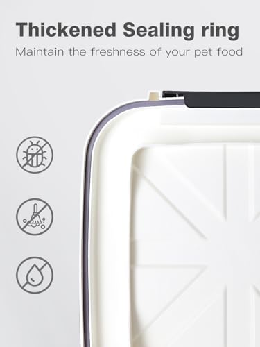 LivLab Mker Airtight Dog Food Storage Container 20 lbs, Pet Food Storage Bin with Lid 4 lbs & 6 lbs & 10 lbs, 3 Pack, Cat Treat Container, Stackable, 3 Measuring Cup, Save Space,White - color: 20LBS-3Pack-White-2