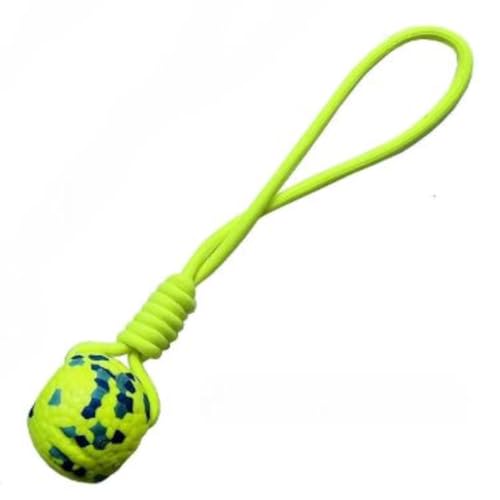 ETPU Indestructible Dog Ball on a Rope for Dogs | Green Floating Dog Balls for Water Fetch with Strong Rope & Tug Toy for Dogs, Waterproof Material Puppy Tug of War Toy Waterproof Ball Fetching Toys