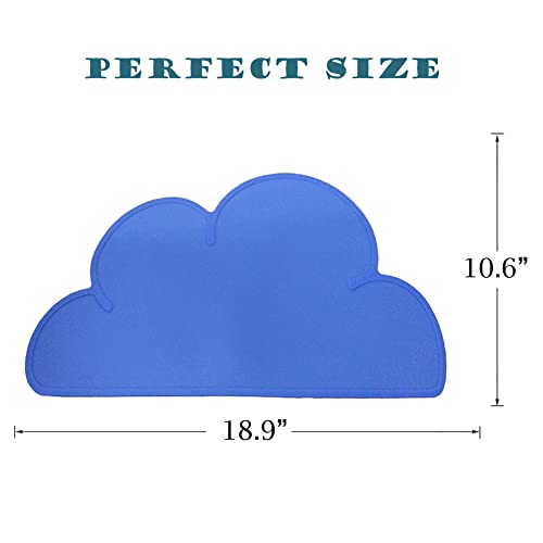 JiangYanus Dog Cat Food Bowl Mat, Waterproof Silicone Pet Feeding Mat | Placemat for Food and Water Bowls, Nonslip Cat Dog Food Placemat Tray Mat, Raised Edges to Prevent Water Spills on Floors - color: Royal Blue