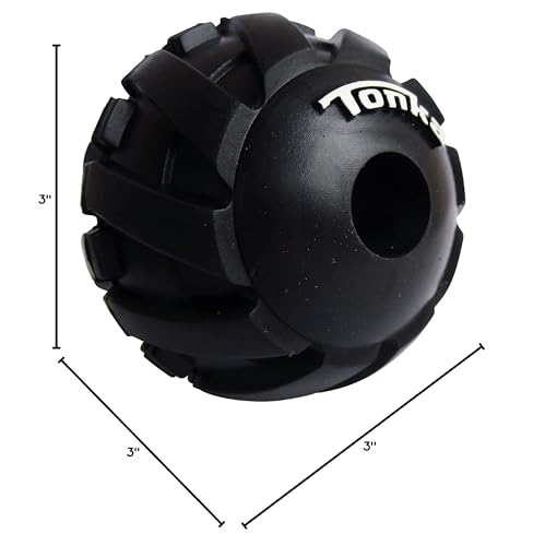 Tonka Mega Tread Ball Treat Holder Dog Toy, Lightweight, Durable and Water Resistant, 3 Inches, for Small/Medium/Large Breeds, Single Unit, Black - size: 3 inch Mega Tread Ball
