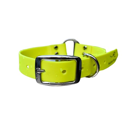 Heavy Duty Waterproof and Smell-Proof Dog Collar, Stronger Than Leather, for Active Dogs, Easy on Skin & Fur (Yellow, Medium) - color: Yellow, size: Medium