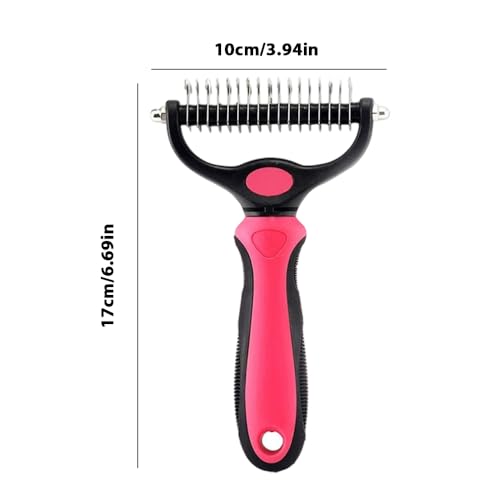 Pet Grooming Tool for Dogs & Cats, Double Sided Deshedding Brush with Undercoat Rake, Dematting Comb for Long Thick Coats, Pet Hair Removal Grooming Comb for Shedding & Detangling (1, Blue, Large)