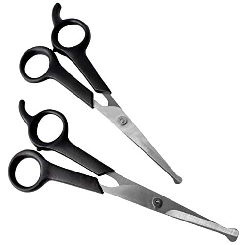 Dog Grooming Scissors Set – Rounded Tip Pet Grooming Shears for Safe Facial and Body Trims – Sharp, Stainless Steel Blades for Smooth Cutting – 2-Pack Pet Grooming Scissors for Dogs and Cats
