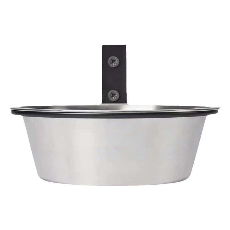 Wall Mounted Dog Bowl 8" Dia Adjustable Height Stainless Steel Elevated Pet Feeding Water Bowl for Medium & Large Dogs Cat Chicken Pig with Collapsible Stand Holder, 21 × 7.6cm