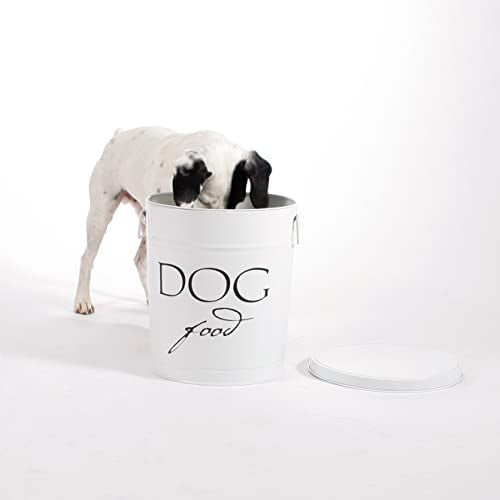 Harry Barker Classic White Dog Food Storage Canister – Large, Airtight Stainless Steel Pet Food Container, Holds Up to 40 lbs Dry Dog Food, Kitchen Counter & Pantry Storage - White - color: White
