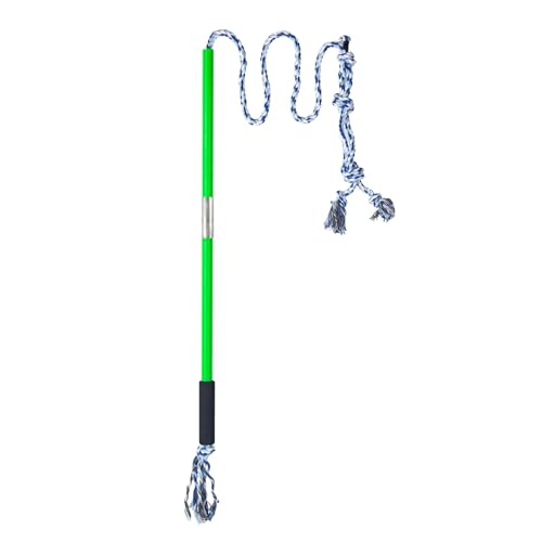 Interactive Flirt Pole Toy for Dogs Chase and Tug of War,Durable Teaser Wand with Pet Fleece Rope Tether Lure Toy to Outdoor Exercise & Training for Small Medium Large Dogs (Blue White) - color: blue white