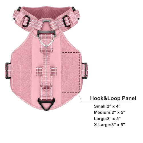 ICEFANG GN8 Tactical Dog Harness for Large Sized Dogs,Full Metal Buckles,Reflective in Training Walking K9 Dog Vest,No-Pull Front Leash Clip,Adjustable Pet Harness (Pink, L (Pack of 1)) - color: Pink, size: Large (Pack of 1)
