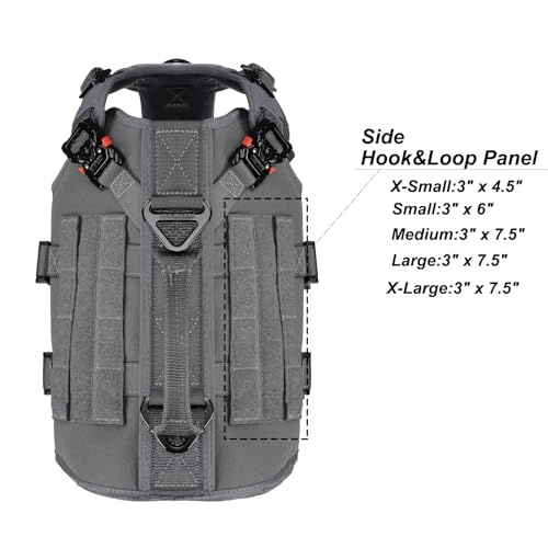 ICEFANG Tactical Dog Operation Harness with 6X Buckle,Dog Molle Vest with Handle,3/4 Body Coverage,Hook and Loop Panel for ID Patch,No Pulling Front Clip (S (22"-27" Girth), Wolf Gray) - color: Wolf Gray, size: Small (Pack of 1)