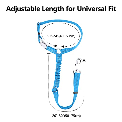 Plutus Pet Dog Seat Belt for Car Headrest, Reflective and Adjustable Restraint with Elastic Bungee for Safety, Vehicle Seatbelt Harness for Small Medium Large Dogs and Cats - color: Blue