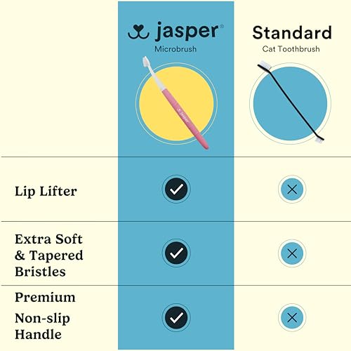Jasper Microbrush Vet Approved Cat Toothbrush, Soft-Bristled Toothbrush Kit for Felines & Small Dogs, Non-Slip Handle with 2 Replaceable Tooth Brush Heads, Use with Cat Toothpaste, 2-Pack, Rose Pink - color: Rose Pink 2 Pack