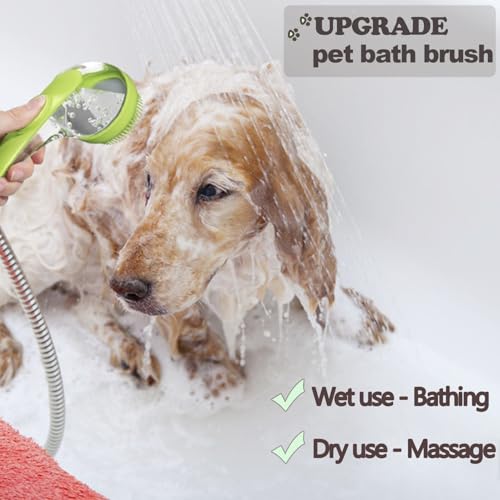 Pet Bath Brush, 2 Pack Dog Bath Brush 2 in 1 Cat Shampoo Brush with Soap Dispenser Scrubber Pet Gromming Supplies for Long and Short Haired Dogs and Cats