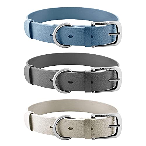 Tuff Pupper Classic Heavy Duty Dog Collar | 10x Stronger Than Leather | 100% Waterproof & Odor Proof Dog Collar | Tough Rust-Proof All Metal Hardware - color: Cool Gray