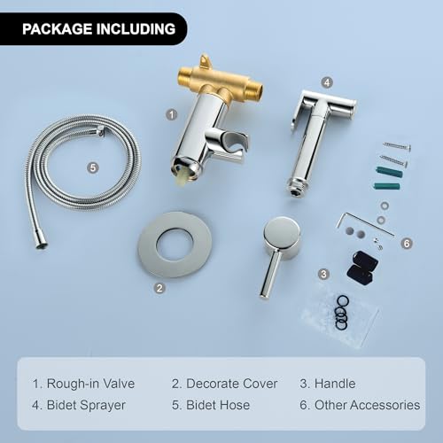 SHAMANDA Warm Water Bidet Sprayer for Toilet with Hot and Cold Brass Rough-in Valve, Stainless Steel Round Handheld Bidet Attachment Set for Feminine, Pets and Baby Diaper Wash, Polished Chrome BDS09 - color: Chrome, style: Hot & Cold Water Modes-Round