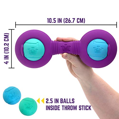 Chew King Premium Treat Dog Toy, Durable Natural Rubber Collection, Fetch and Tug Dog Toy, Dog Treat Toys for Boredum - color: Throw Stick with 2 Balls