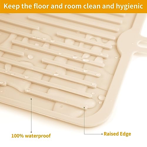 Ptlom Pet Placemat for Dog and Cat, Anti-Slip Waterproof Dogs Feeding Mat Prevent Food and Water Overflow, Bowl Mats Suitable for Medium and Small Pets, Beige, Silicone - color: Beige