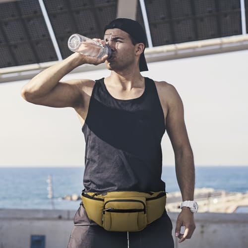 NOOLA Fanny Pack Waist Bag for Men Women, Lightweight Waist Pack with Water Bottle Holder, Adjustable Belt Bag with Multi-Pockets for Hiking, Dog Walking, Outdoor, Cycling, Running, Travel, Khaki - color: Khaki