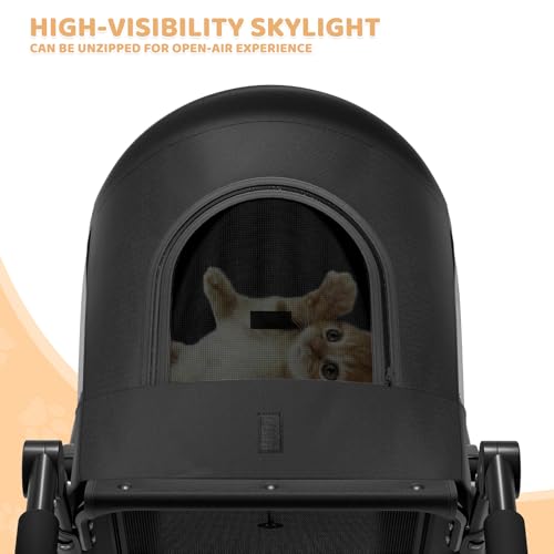 Magshion Pet Stroller for Medium Dogs w/Adjustable Handle, 3-Wheel Dog Cat Wagon w/Dual Entry, Rear Storage, Breathable Mesh, One-Foot Brake, Ideal for Large Pets up to 55 lbs, Black - color: Black, style: Up to 55 lbs