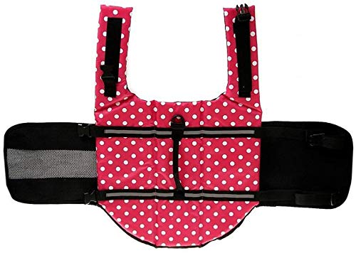 Izefia Dog Life Jacket Swimming Safety Coat Floatation Life Vest Life Saver with Handle for Small Dog Puppy Large Dog (Pink Dot, XS) - color: Pink Dot, size: X-Small