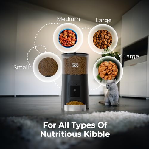 Penthouse Paws Smart HD Pet Feeder, 6L Dry Food Capacity, 1080p Camera, 2-Way Audio, Scheduled Meals, Backup Power, Easy to Clean, Anti-Jam Design for Cat & Dog, Black/Stainless Steel - color: Black with Steel Tray