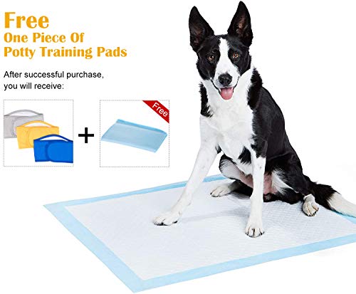 Reusable Male Dog Diapers Washable Belly Bands Dog Wraps (Pack of 3) (S (Waist13-16), Dark Blue+Grey+Yellow)