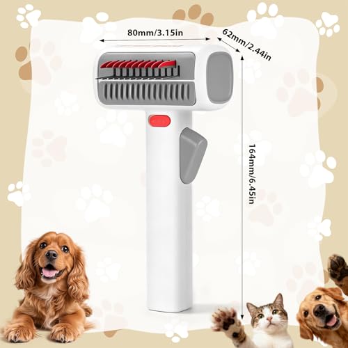 2-in-1 Pet Self-Detangling Grooming Comb, Professional Dematting Brush & Undercoat Rake for Dogs and Cats, Removes Mats Tangles Loose Fur, Gentle for Long/Short Thick Curly Fur