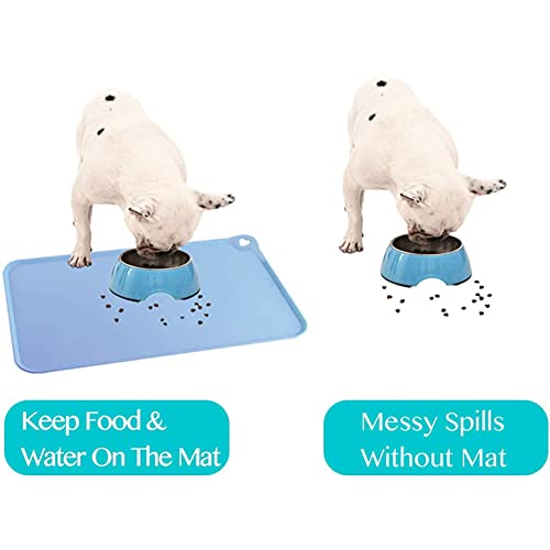 JiangYanus Silicone Pet Feeding Mat for Dog Cat Bowls, Non Slip Waterproof | Cat & Dog Bowl Mats Tray with Raised Edges for Food and Water, Pet Bowl Mat Dog Placemats to Prevent Water Spills on Floor - color: Green