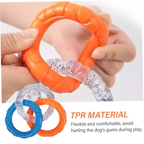 Dog Ring Toy for Training and Teeth Cleaning Rubber Dog Rings Chew Toy with 3 Color Rings Interactive Indestructible Toys for Small Medium Large Dogs.