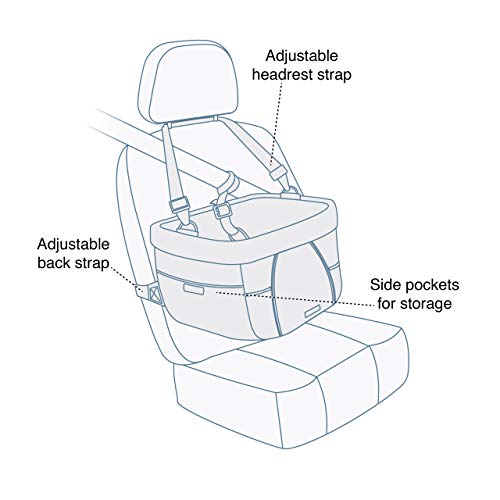 Kurgo Dog Booster Seat - Keeps Dogs Secure & Comfortable - Waterproof Exterior - Removable Washable Liner - Dog Car Seat with Harness Strap - Collapsible - Heather Style - Khaki - color: Heather Khaki, style: Original Packaging
