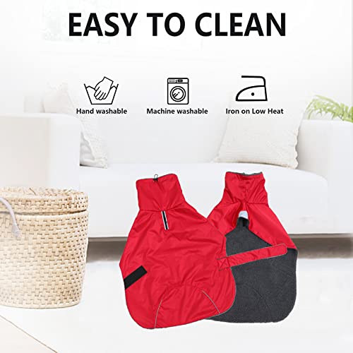 Dachshund Coats Waterproof, Perfect for Dachshunds, Sausage, Weiner Dog Winter Coat with Padded Fleece, Puppy Snowsuit with Adjustable Bands and High Vis Reflective Trim - Red - M - color: Red, size: Medium