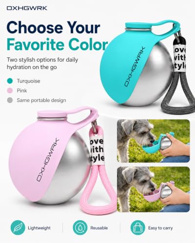 Dog Water Bottle Portable Bowl Travel Collapsible for Dogs with Walking on Walks Dispenser Pet Ball Insulated Hiking Stainless Steel Drinking Waterbottle Puppy Bowls Bottles