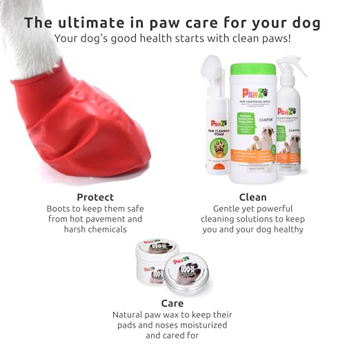 Protex PawZ No-Rinse Foaming Paw Cleanser for Dogs - Moisturizing, Fragrance-Free with Silicone Brush