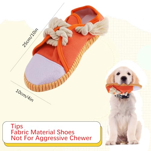 vocheer Dog Chew Toy, Dog Toys to Keep Them Busy Durable Teething Shoe Interactive Squeaky Puppy Toy,Small,Medium Breze, Machine Washable(Orange) - color: Orange