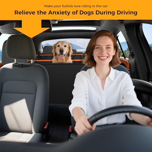 Dog Car Seat Cover for Back Seat,100% Waterproof Scratch Proof Nonslip Seat Cover,600D Heavy Duty Scratch Proof Nonslip Durable Soft Dog Hammock - color: Black Orange