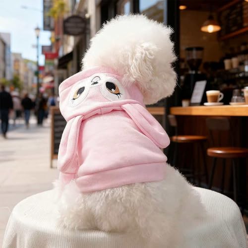 Pink Dog Sweater for Small Dogs Girl Boy Bunny Ears Puppy Hoodies Funny Dog Sweatshirt Coat Rabbit Outfit for Cats Pet Easter Costume for Pomeranian Chihuahua Yorkie (Pink, X-Large) - size: X-Large