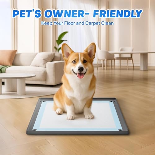 41PCS Puppy Pee Pad Holder Set for Dog, Non-Slip Silicone Dog Puppy Pad Holder for 24.4" x 24.4" Training Pads, High Edge Pee Pad Tray with 4 Magnetic Holder Clamps and 40pcs Puppy Potty Pad - size: 24.4" x 24.4"