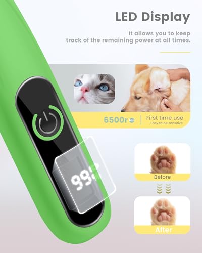 PAPMINI Dog Paw Trimmer with LED Display, Ultra-Low Noise Cordless Paw Trimmers for Dog's Feet, Cordless Hair Trimmer for Paws, Ears, Face, Rump