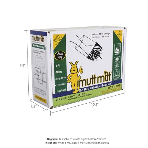 Mutt Mitt® 2-Ply dog waste pick-up bags Dispense-A-Mitt™ - 200 Dog Waste Bags in a wall mountable box.