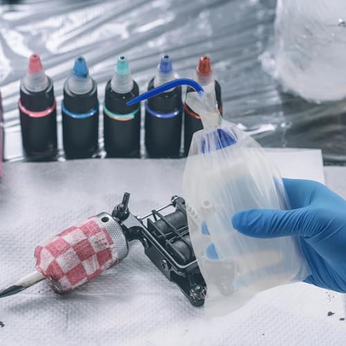 Yuelong Tattoo Wash Bottle with Bags Kit, 2Pcs 250ml Squeeze Washing Tools and 250pcs Tattoo Bottles Covers Water Squirt Bottle with Scale Labels for Medical Label Tattooing Supplies - size: 8.5 Ounces