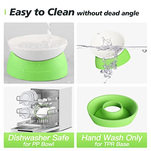 Elevated Cat Bowl, Adjustable Raised Slanted Food Bowl for Cats and Small Dogs, Wide Shallow PP Dish with TPR Non Slip Base, Whisker Friendly, 17 oz - color: Milky White, Light Green