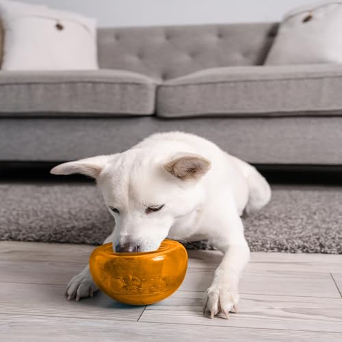 Outward Hound by Planet Dog Snoop Dog Toy – Treat‑Dispenser Puzzle Ball, Interactive Slow Feeder, Medium to Large Dogs, Bouncy & Mint-Infused, Orange, 5" - color: Orange