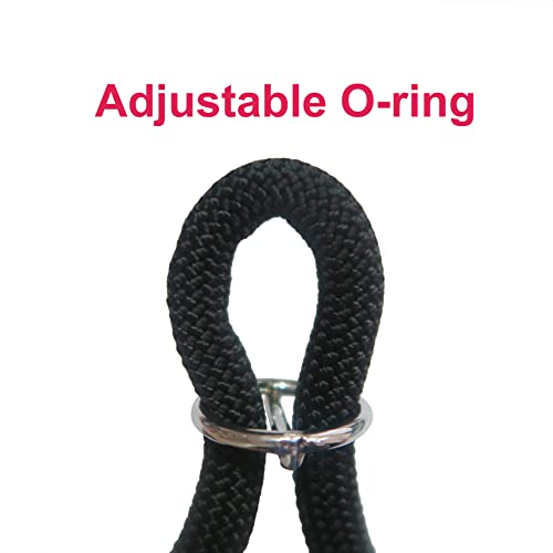 Braided Round Martingale Dog Collar, Training Collar with Slidable Stop Ring - Ideal for Medium/Large Dogs (M+(1/2") - 18" Long, Black) - color: Black, size: M+(1/2") - 18" Long