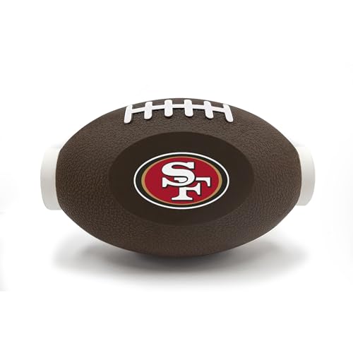 NFL San Francisco 49ers Football Treat Dispensing Toy for Dogs and Cats, Rubber Ball Pet Toy, Interactive Fun Doggie Treat Toy, Natural Rubber Feeding Toy - color: San Francisco 49ers