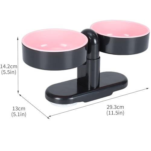 Elevated Cat Bowls, Raised Cat Food and Water Bowl Set with Removable Double Dishes, Adjustable Tilt Stand, Suction Cup Base, Dishwasher Safe Pet Feeder for Cats, Kittens, Small Dogs, Pink