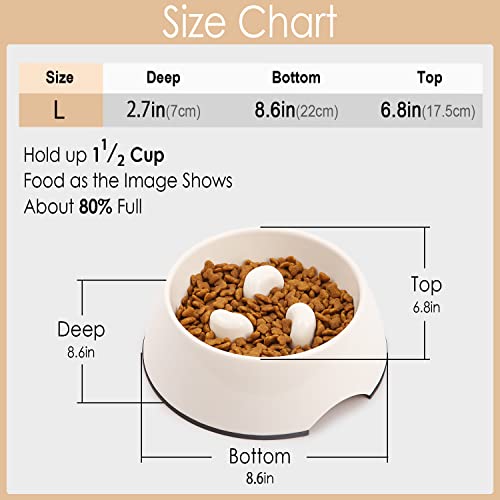 Super Design Slow Feeder Dog Bowl, 1.5 Cup, Nonslip, Heat-Resistant, Suitable for Medium to Large Dogs - color: Rose, size: L