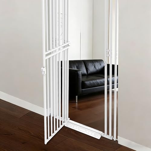 78.74" Extra Tall Cat Gate for Doorway, Wide Adjustable 27.56"-37.01" No Drilling Pet Proof Safety Door Gate, Pressure Mount Full Dog Barrier for Stairs Kitchen House-White - size: W32.28"-37.01"
