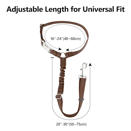 Plutus Pet Dog Seat Belt for Car Headrest, Reflective and Adjustable Restraint with Elastic Bungee for Safety, Vehicle Seatbelt Harness for Small Medium Large Dogs and Cats, Chocolate - color: Chocolate