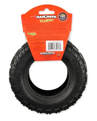Mammoth TireBiterII – Natural Rubber Dog Toys for Extreme Chewers – Dog Toys for Extra Long Interactive Play – Aggressive Chewer Toys for Large - X-Large Dogs - X-Large 7” - size: X-Large 7", style: Tire