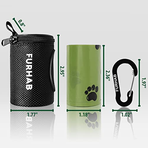 FURHAB Dog Poop Bag Holder for Leash Doggie Waste Bag Dispenser Soft Fabric Puppy Potty Carrier Small Doggy Zipper Pouch with Carabiner Clip with 1 Roll of Pet Trash Bags, Black - color: Black